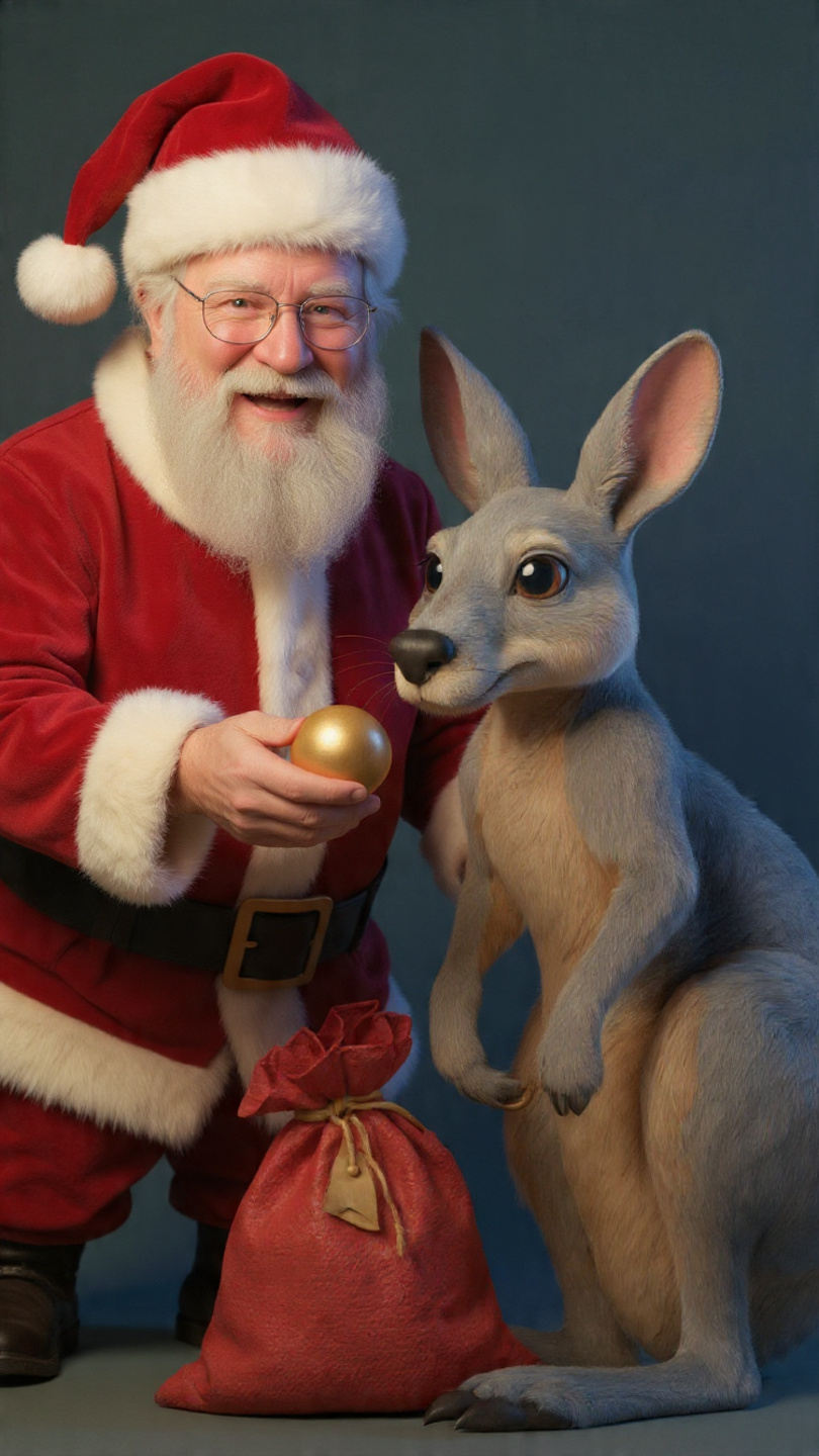 A Christmas button glowing in the Australian outback